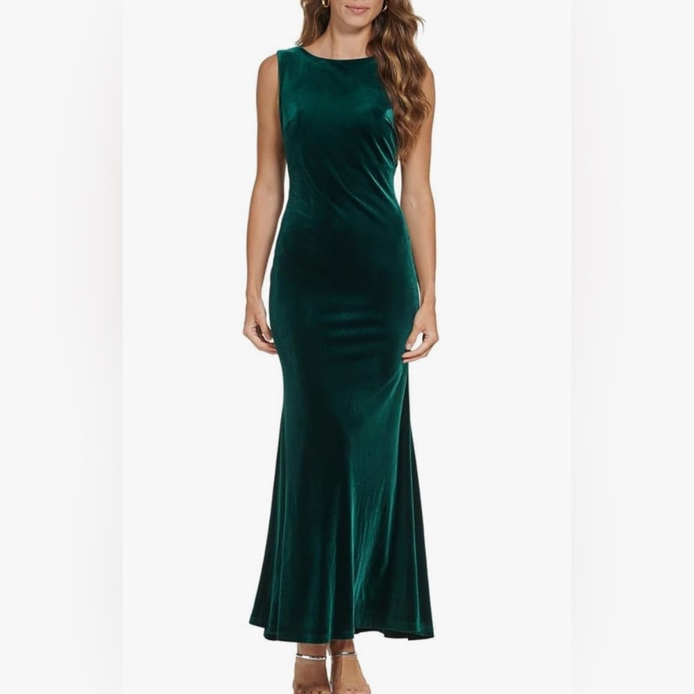 DKNY GREEN VELVET MAXI DRESS
